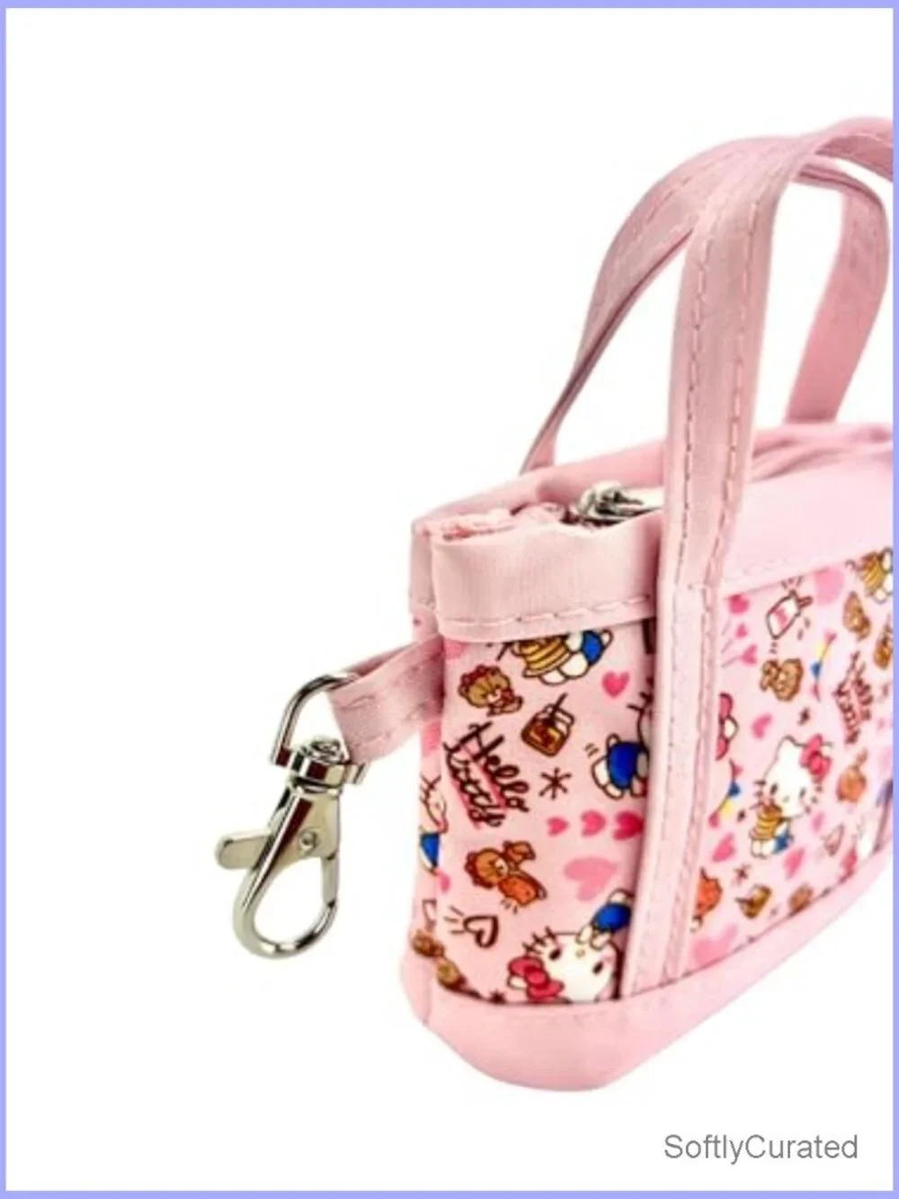 Mini Tote Bag Charm Keychain Purse Canvas Lobster Clasp Zipper